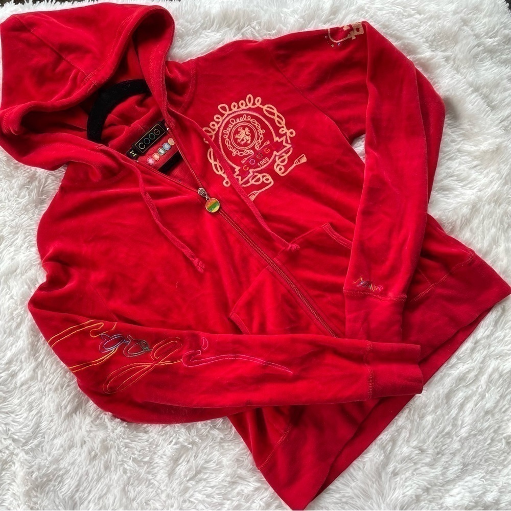 COOGI | velour zip-up hooded sweatshirt, women’s size M - Picture 12 of 12
